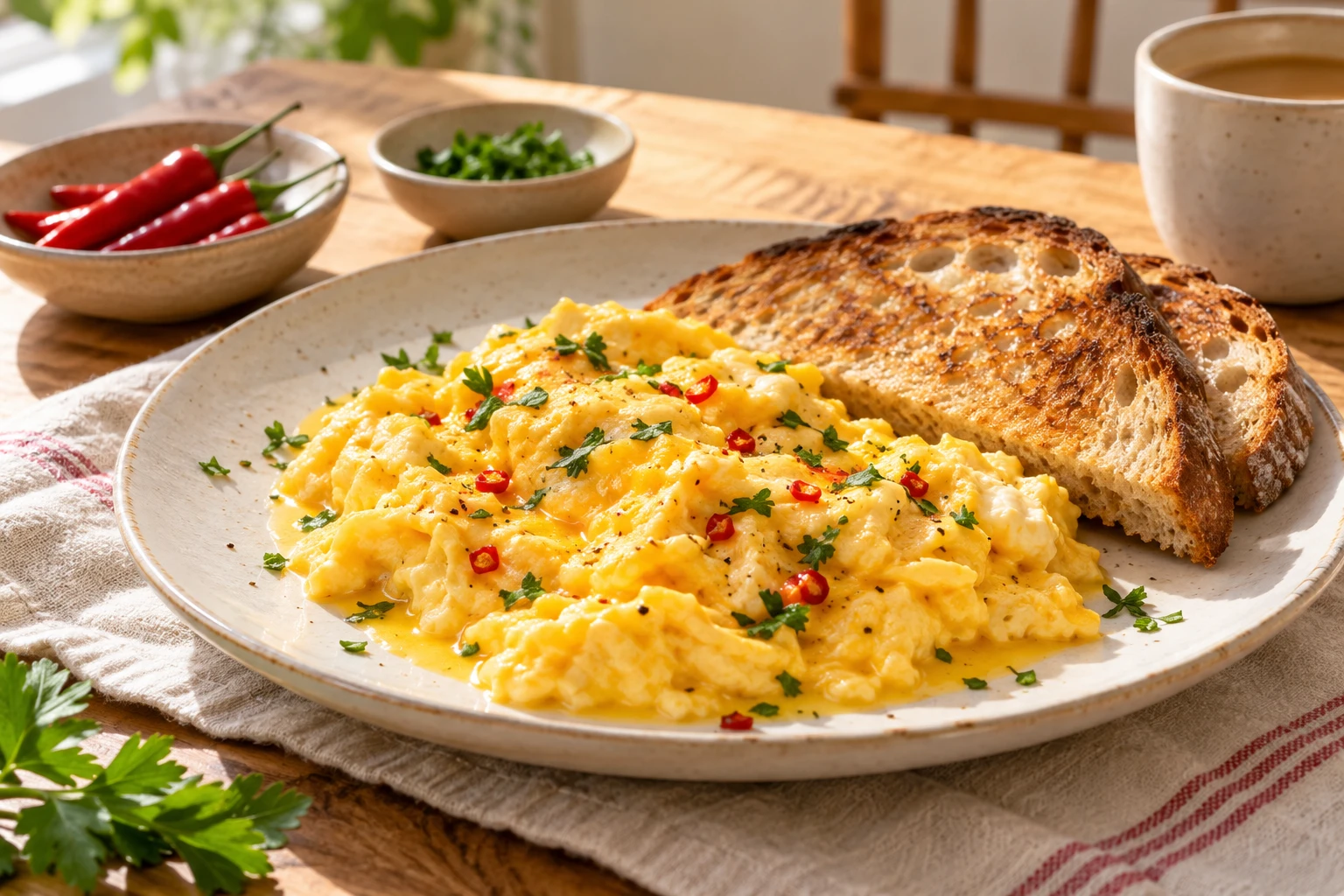 Slow Scrambled Eggs, Malagueta Butter